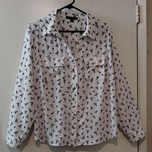 Womens Blouse Eiffel Tower Print Size XL